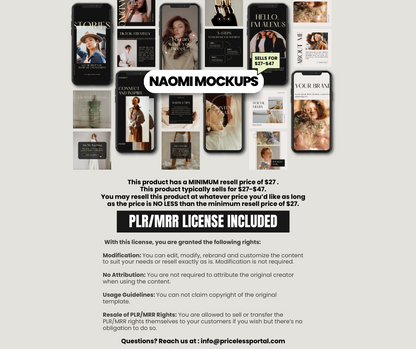 Naomi Bundle 120 Instagram Post & Stories + Ebook + Mock Ups Transform Your Instagram Feed