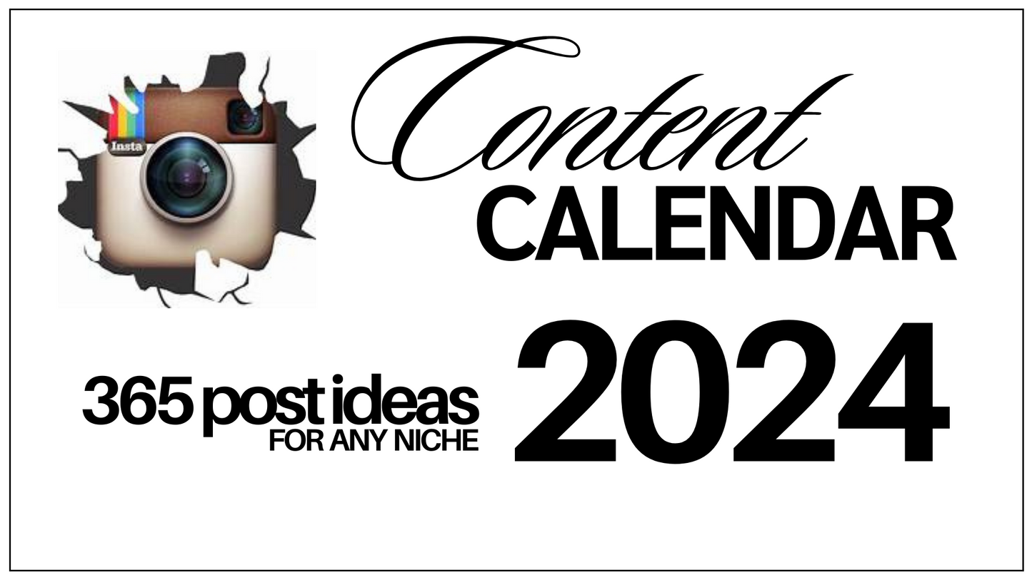 FREE - 365 Days of Pure Content Calendar Prompts Never Go without content idea again