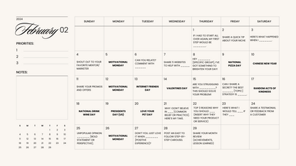 FREE - 365 Days of Pure Content Calendar Prompts Never Go without content idea again