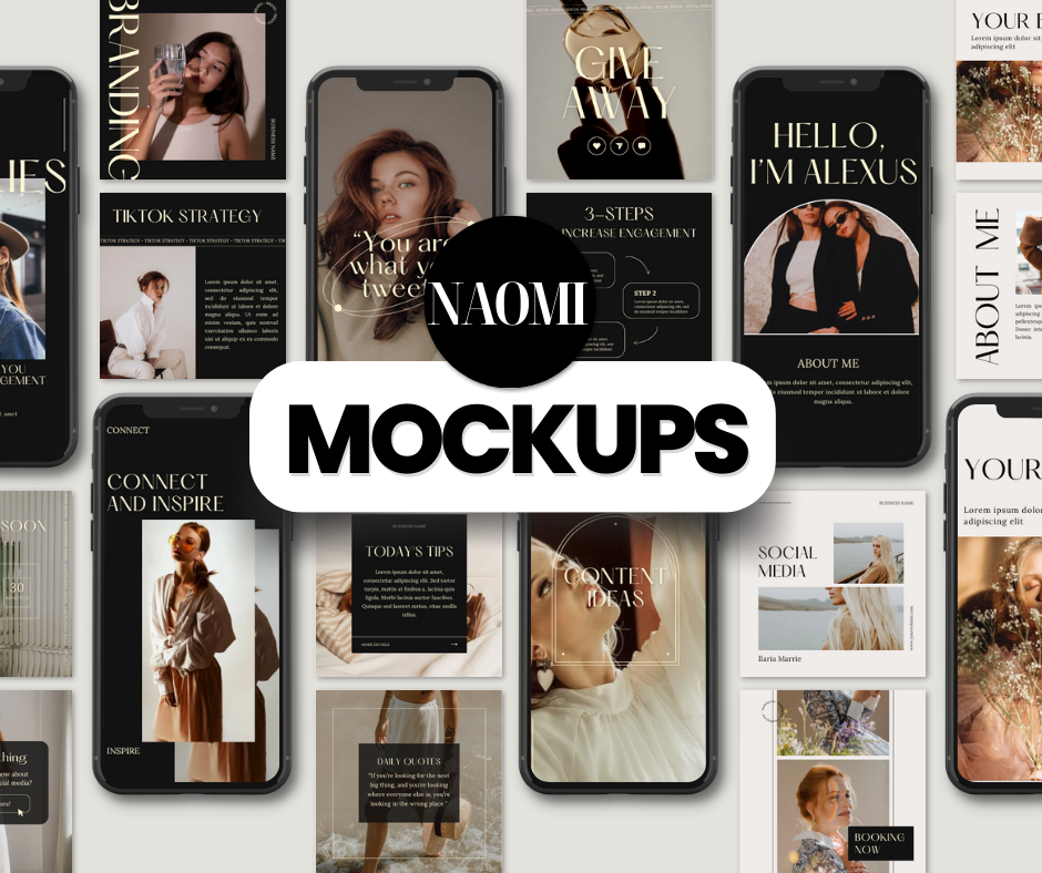 Naomi Bundle 120 Instagram Post & Stories + Ebook + Mock Ups Transform Your Instagram Feed