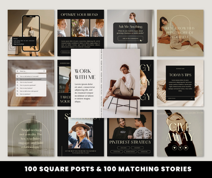 Naomi Bundle 120 Instagram Post & Stories + Ebook + Mock Ups Transform Your Instagram Feed