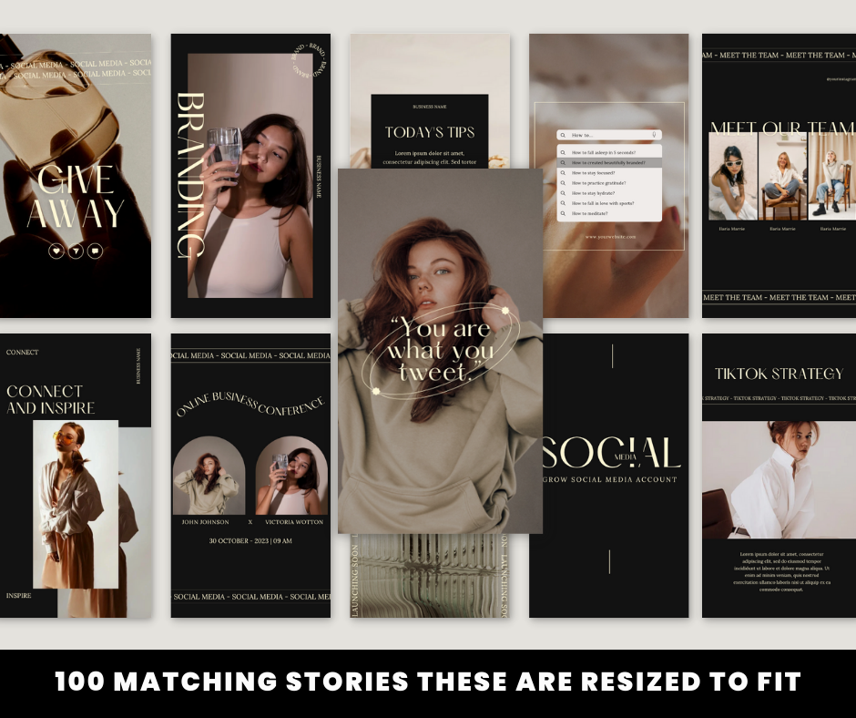 Naomi Bundle 120 Instagram Post & Stories + Ebook + Mock Ups Transform Your Instagram Feed