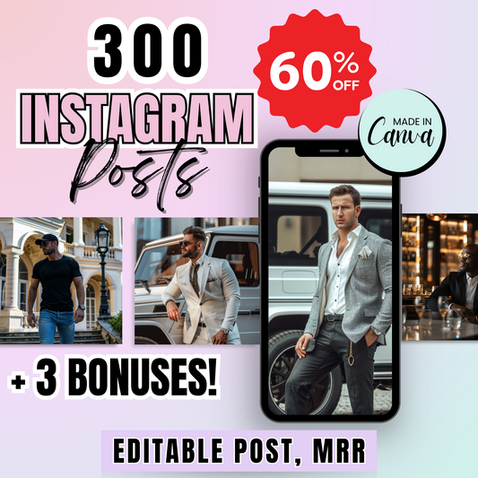 300 Luxe Luxury Men's Post & Stories Photo Collection Master Resell Rights